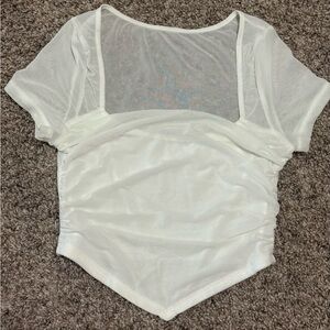 SHEIN White Mesh Crop Top